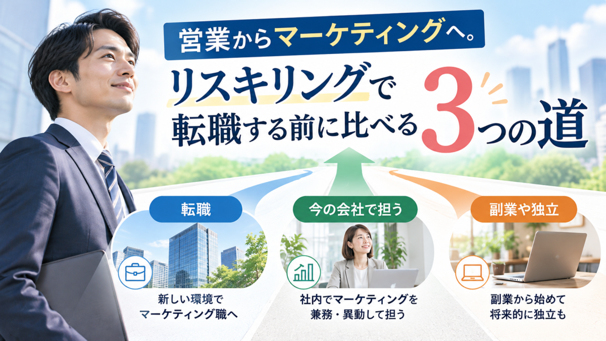 営業からマーケティングへ。リスキリングで転職する前に比べる3つの道